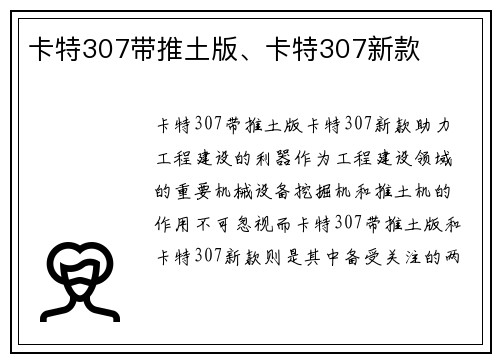 卡特307带推土版、卡特307新款